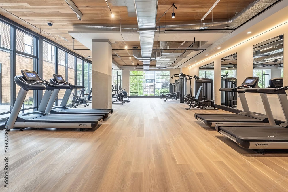 Sleek fitness studio with state-of-the-art equipment and classes