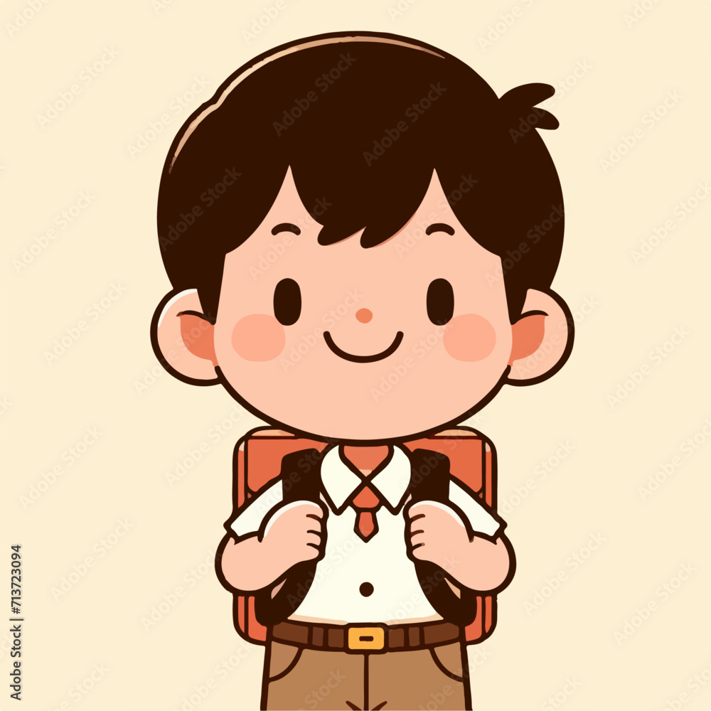 flat illustration of child going to school. simple and minimalist design