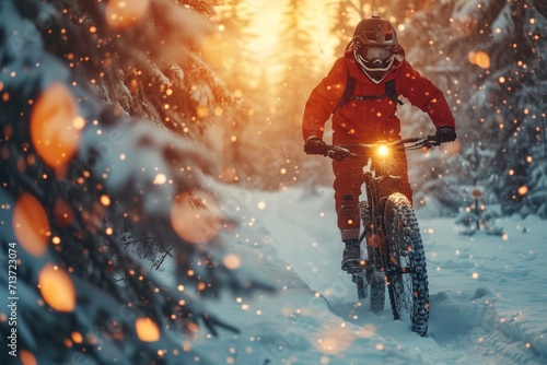 biker on downhill bicycle jumps in the air professional photography