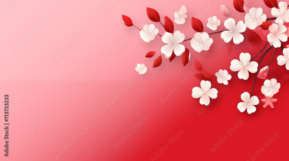 Spring cherry blossom background with space for text, vector illustration.