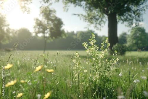 in the middle green grass field professional photography