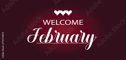 Welcome February Text illustration Design