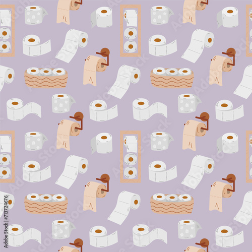 Toilet paper seamless pattern in cartoon style