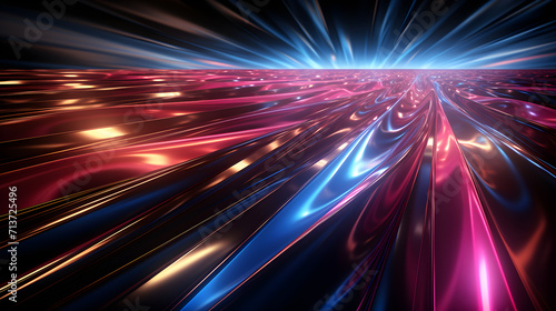 Speeding into Tomorrow: A Futuristic Journey with Blue and Pink Neon Lines