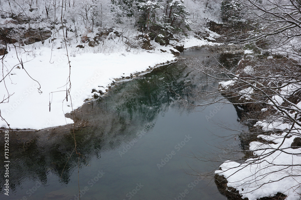日本の白川郷の冬の風景 日本の白川郷の冬の風景