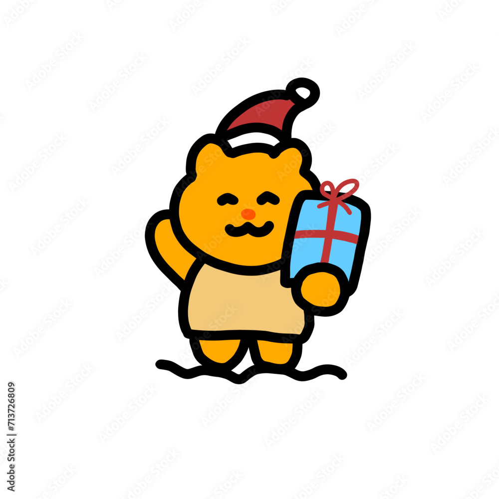 Naklejka premium Christmas cartoon characters suitable for Christmas decorations, stickers, year-end theme content, backgrounds