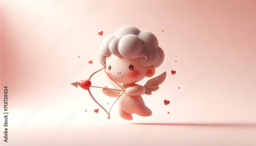 Fototapeta premium cute cupid, picture for valentine's day, angel and heart