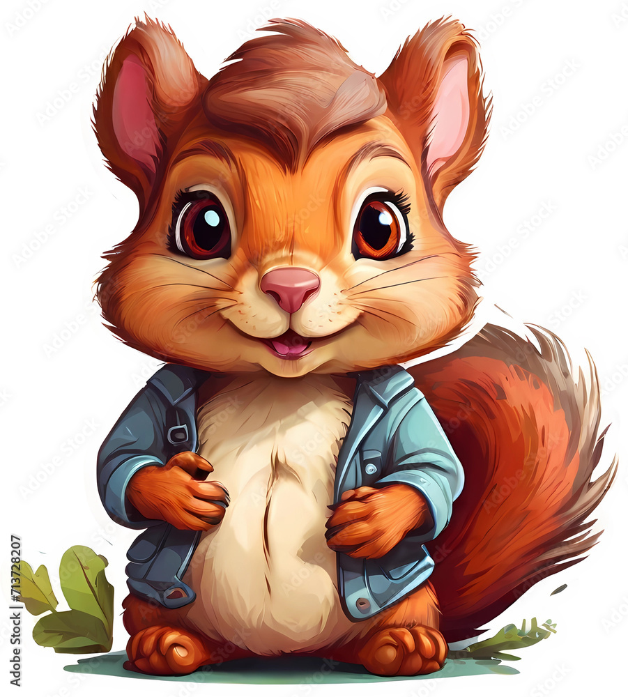 Obraz premium cute shape squirrel illustration. cartoon style design for stickers, posters, social media, t-shirts. ai generative design