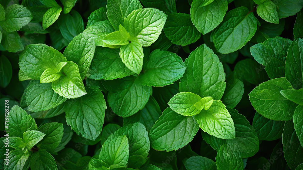 Fresh mint leaves in the garden. Mint leaves background. - obrazy, fototapety, plakaty 