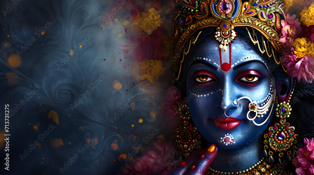 Head shot of Hindu Kali goddess statue