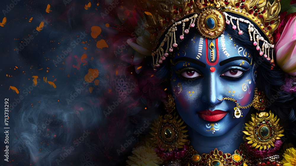 Head shot of Hindu Kali goddess statue Head shot of Hindu Kali goddess statue