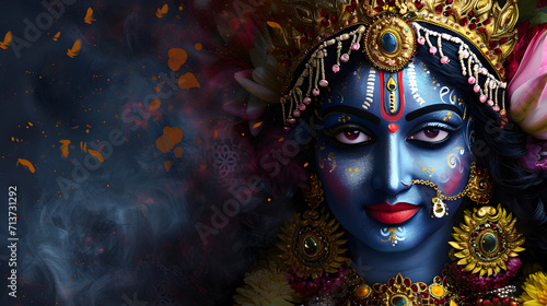 Head shot of Hindu Kali goddess statue