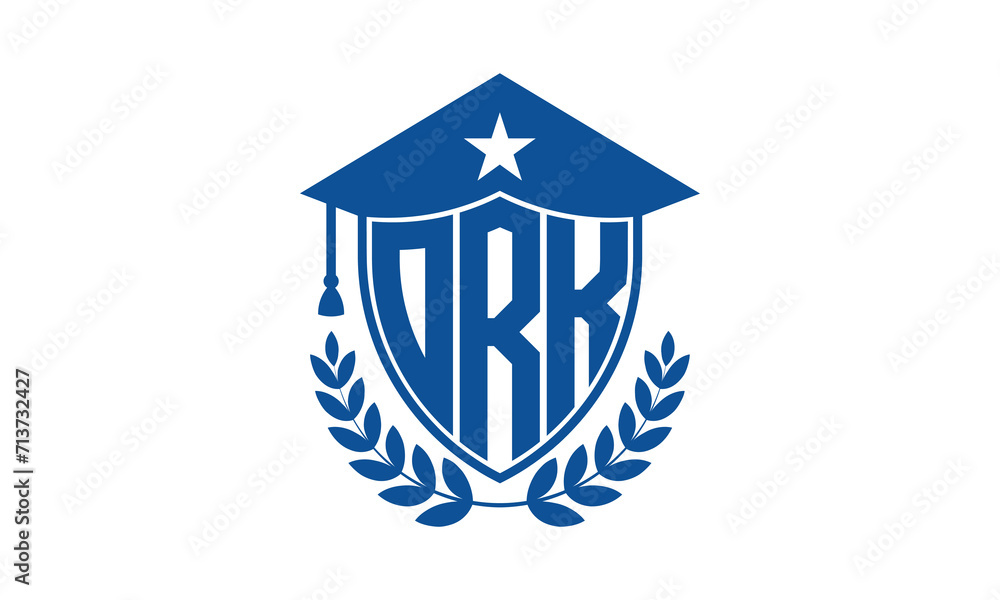 ORK three letter iconic academic logo design vector template. monogram, abstract, school, college, university, graduation cap symbol logo, shield, model, institute, educational, coaching canter, tech ORK three letter iconic academic logo design vector template. monogram, abstract, school, college, university, graduation cap symbol logo, shield, model, institute, educational, coaching canter, tech
