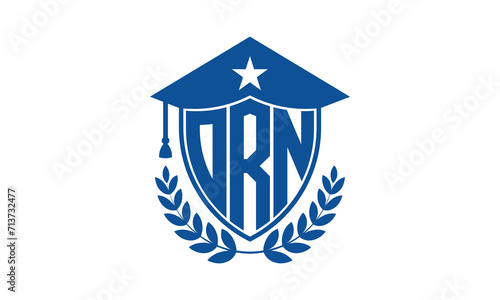 ORN three letter iconic academic logo design vector template. monogram, abstract, school, college, university, graduation cap symbol logo, shield, model, institute, educational, coaching canter, tech