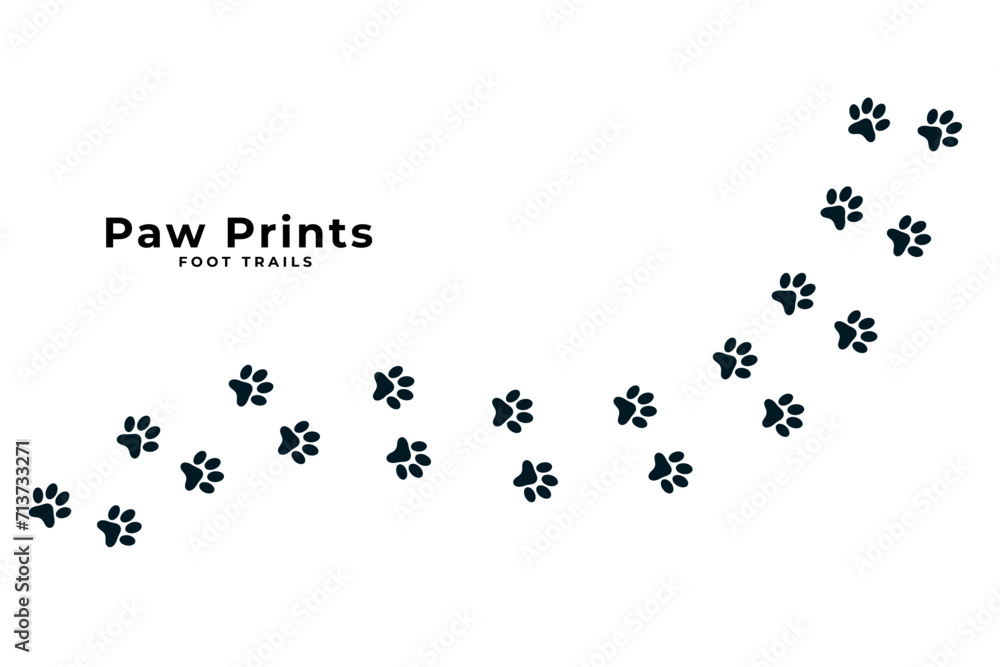 cute paw print trail white background design cute paw print trail white background design