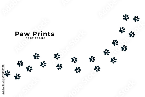 cute paw print trail white background design photo