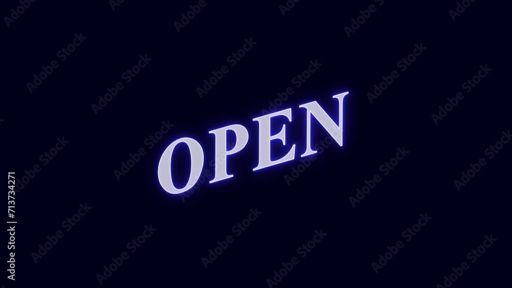 Open on a black screen. Signboard on the building of a cafe, restauran, open 24 hours neon animation shop advertising night led neon billboard Open on a black screen. Signboard on the building of a cafe, restauran, open 24 hours neon animation shop advertising night led neon billboard