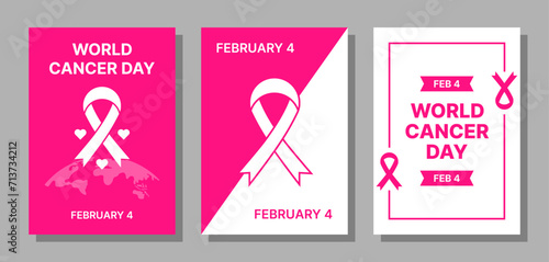 Set of vector A4 size world cancer day design.