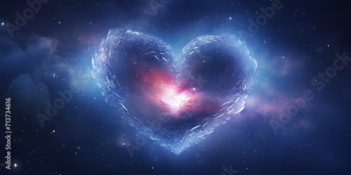 Abstract heart with stars and nebulae forming the background 