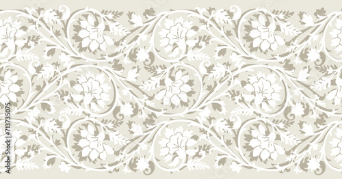 Seamless abstract vector floral border design