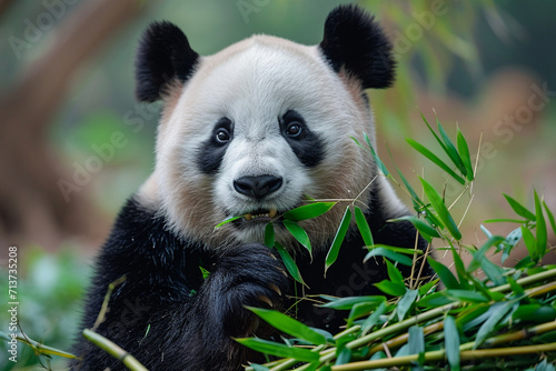  Bamboo Bliss  Captivating Moment of a Panda Relishing Fresh Bamboo Delights 