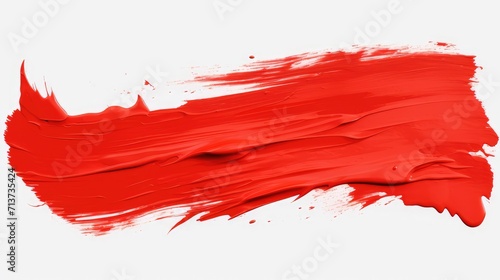 vivid red brush strokes on a pure white background. ideal for modern art concepts, creative design elements, and dynamic wallpaper graphics photo