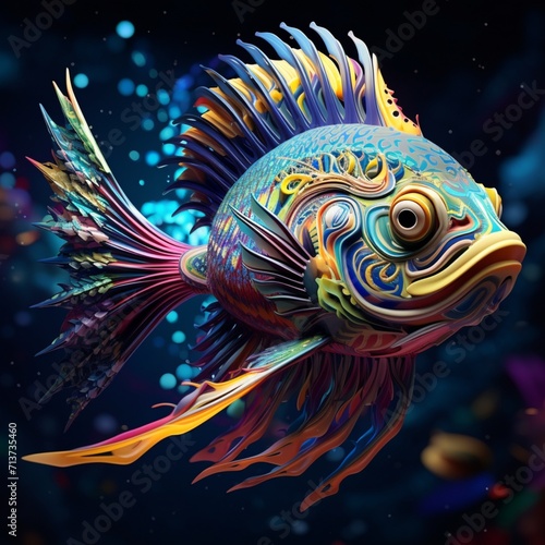 Beautiful colorful fish art images Generative AI