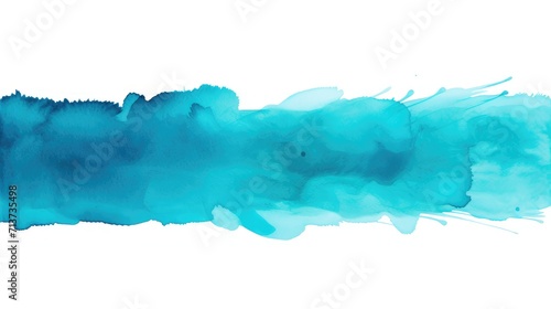 tranquil blue watercolor paint stroke, isolated white background. high-quality image for calming artwork, meditative visual projects, and peaceful creative presentations photo