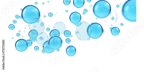 Blue Water Bubbles Isolated Transparent, Generative AI