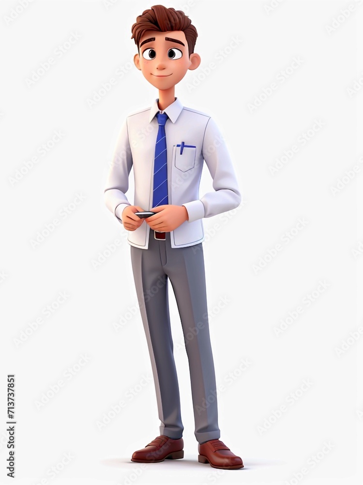 3D Illustration of a one young man work dress , Generated AI 3D Illustration of a one young man work dress , Generated AI