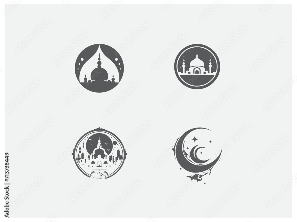 Obraz premium premium eid mubarak set logo design vector, vector and illustration,