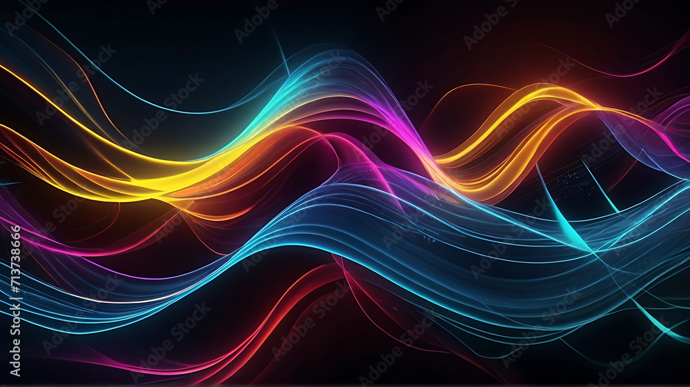 Naklejka premium Big neon room/office/sea /ocean/ etc backround, neon lighting.