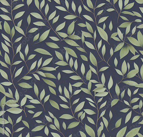 Background with leaves. Colorful illustration. Green floral pattern. Flyer, card design. Nature, vintage backdrop. Decoration wallpaper