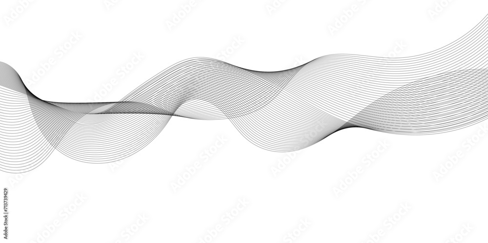 Fototapeta premium Abstract frequency sound wavy, twisted curve lines with blend effect. Technology abstract wavy curve lines on transparent background. Abstract business wave curve lines background.