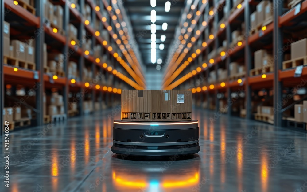 Future Technology 3D Concept: Automated Retail Warehouse AGV Robots ...