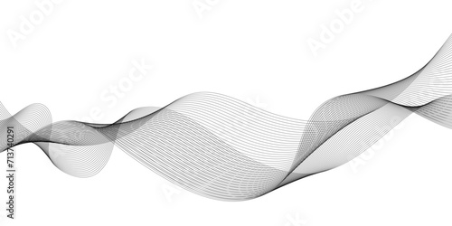 Abstract wavy grey stream element for design on transparent background isolated. frequency sound wave lines, technology, data science, business wave line background. Vector illustration. © Ahmad Araf