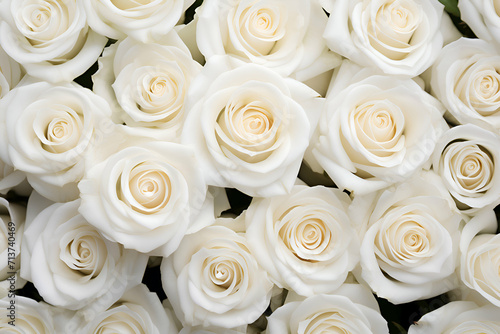 White roses background. Close-up of a bouquet of white roses.