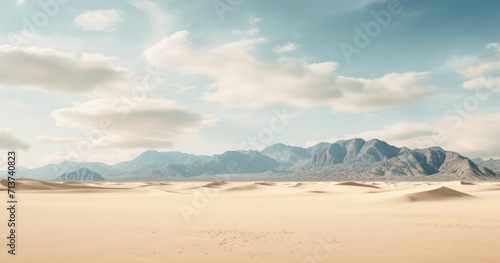 Desert landscape with mountains in the background