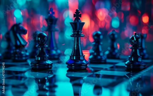 A high-definition photo of a chessboard in a surreal