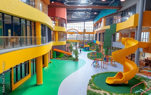 The modern shopping mall playground for kids. photo