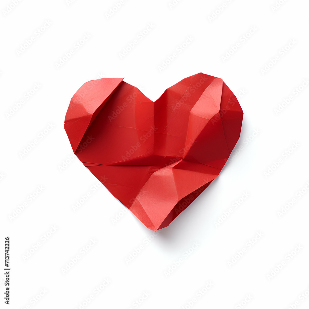Red paper heart isolated on white background. 3d render illustration. Red paper heart isolated on white background. 3d render illustration.