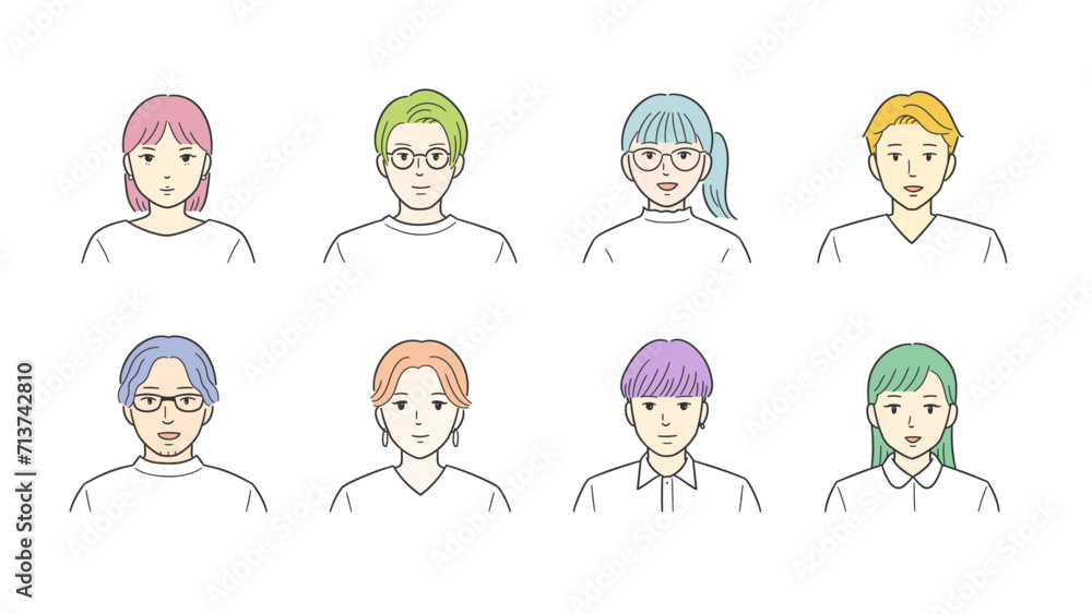 シンプルカジュアルな人物のベクターアイコンイラストセット