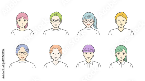 シンプルカジュアルな人物のベクターアイコンイラストセット