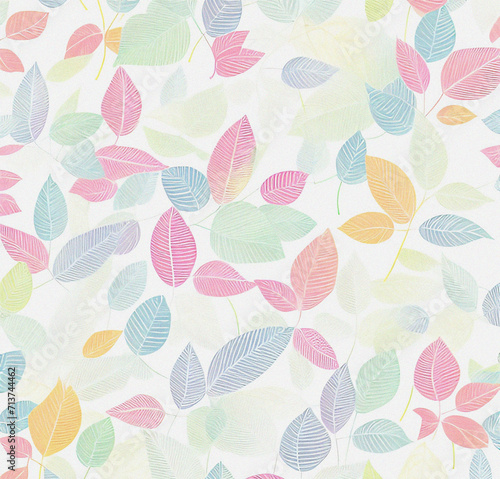 Background with leaves. Colorful illustration. Floral pattern on the white background. Flyer  card design. Nature  vintage backdrop. Decoration wallpaper.  Natural template.