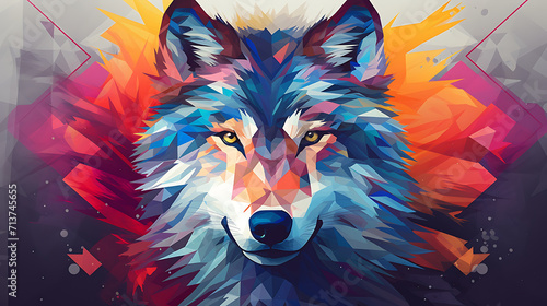 abstract wolf spirit illustration. Generative Ai 