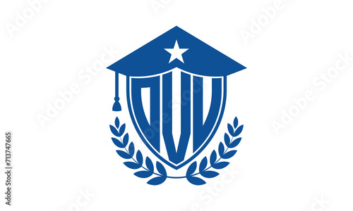 OVU three letter iconic academic logo design vector template. monogram, abstract, school, college, university, graduation cap symbol logo, shield, model, institute, educational, coaching canter, tech photo