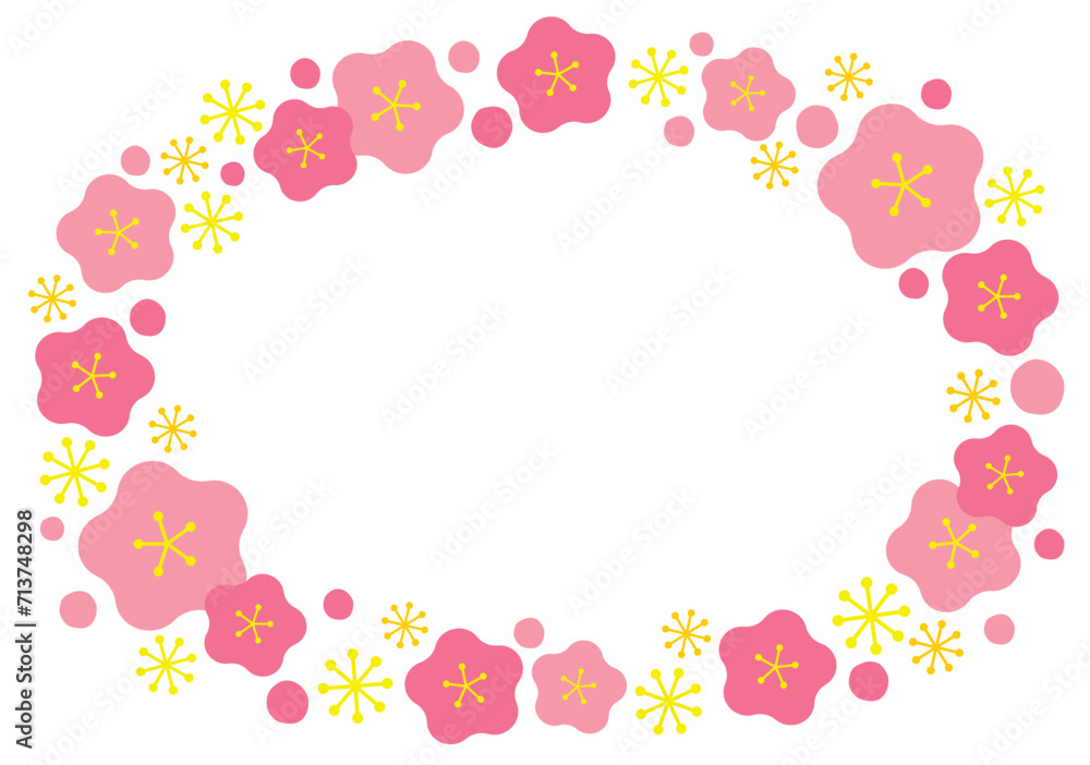 ほんわか梅の花のサークルフレーム01/ピンク