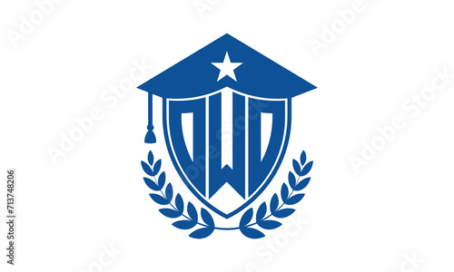 OWO three letter iconic academic logo design vector template. monogram, abstract, school, college, university, graduation cap symbol logo, shield, model, institute, educational, coaching canter, tech