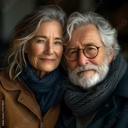 Elegant senior couple embracing, timeless love and companionship. portrait of aging gracefully. AI