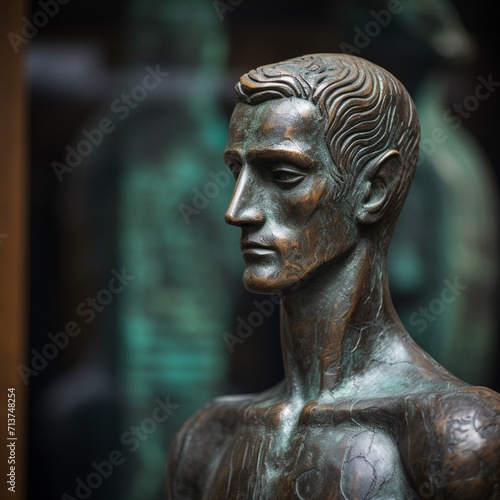 Bronze sculpture nature boy torso images Generative AI